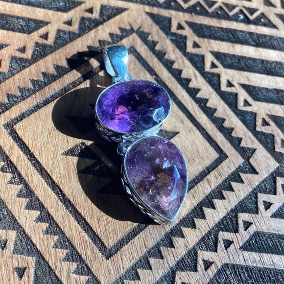 Amethyst & Ametrine 925 Sterling Silver pendant - Picture 7 of 11